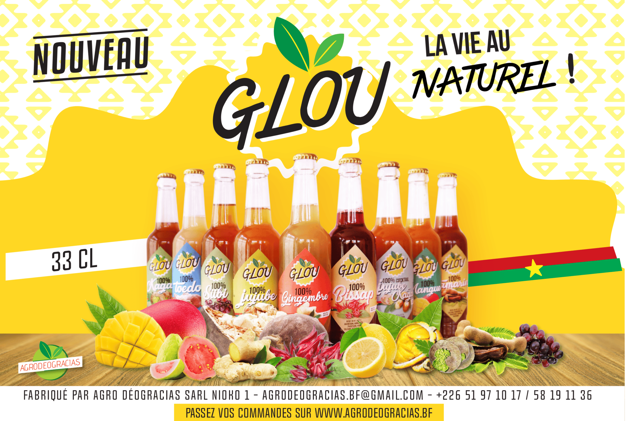 Commandez et faites vous livrer les jus de fruits naturels Glou.
